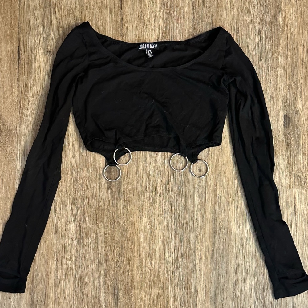 Current Mood Black Scoop Neck Short Sleeve Top